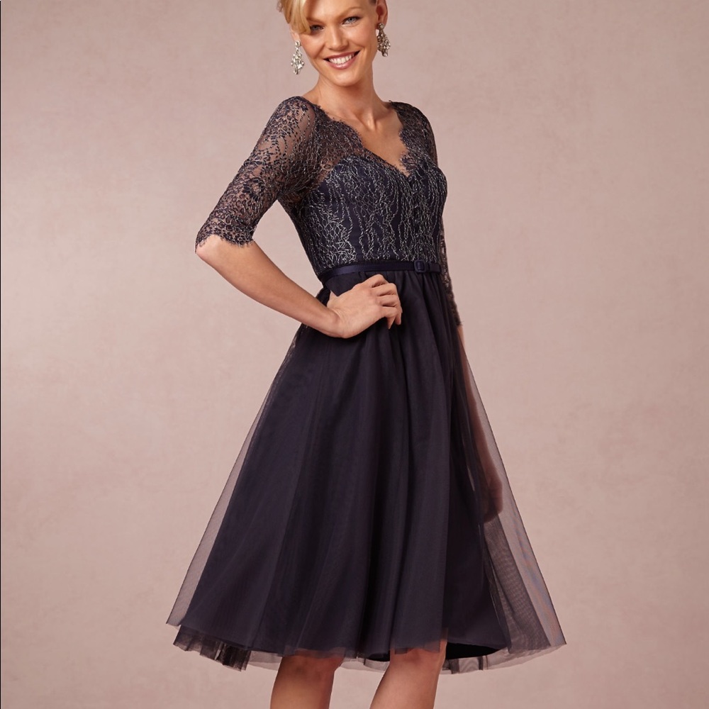 BHLDN Navy Lace Dress - Size 10